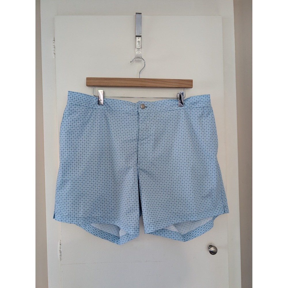 Peter Millar Mens Blue Geometric Swim Trunks XL Vacation Resort Poolside New